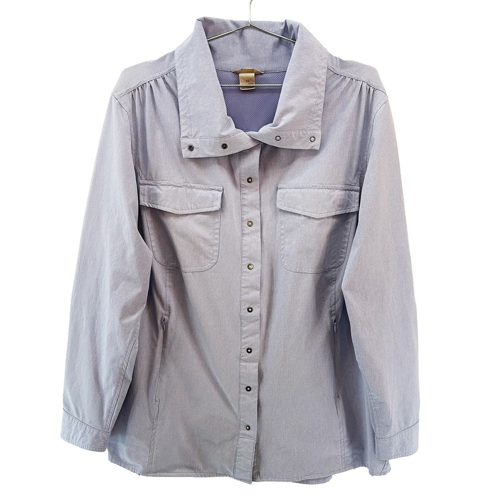 DULUTH Women's Long Sleeve Snap Front Shacket‎ • 1X • light purple gray